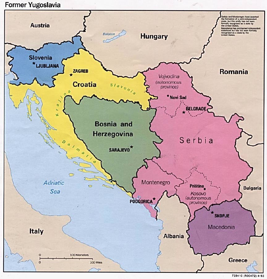 Map of the former Yugoslavia
